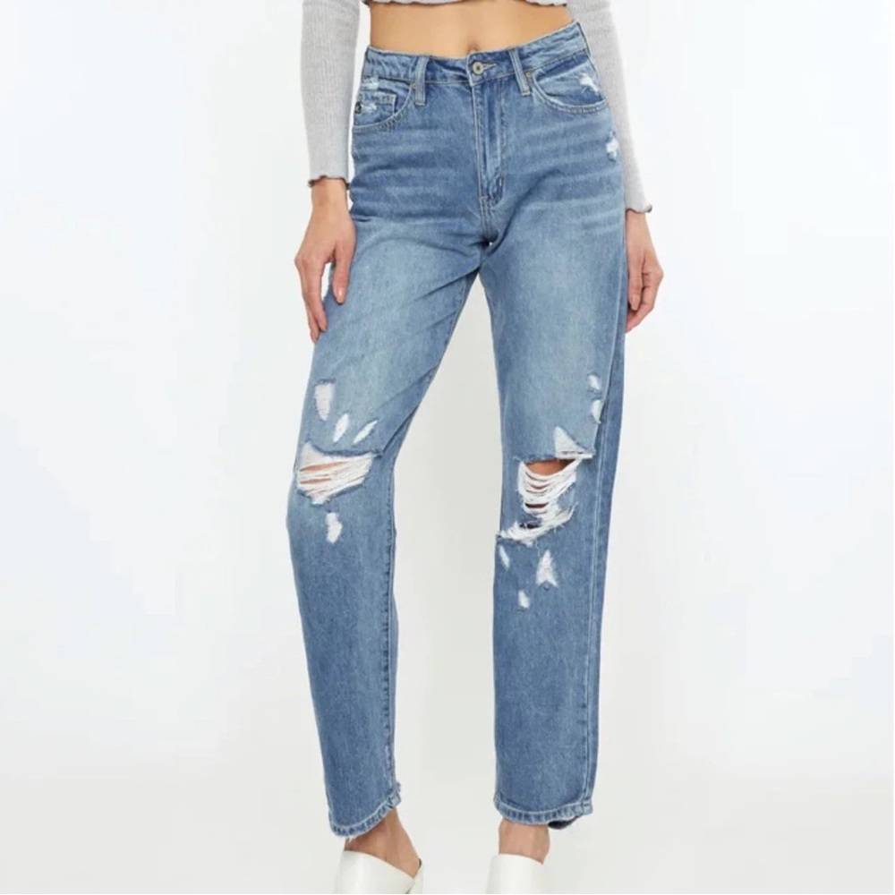KanCan Light Blue Distressed Boyfriend Jeans
